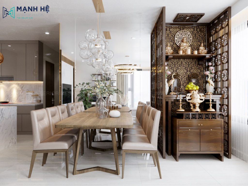 2. Ốp vách kính cạnh bàn ăn